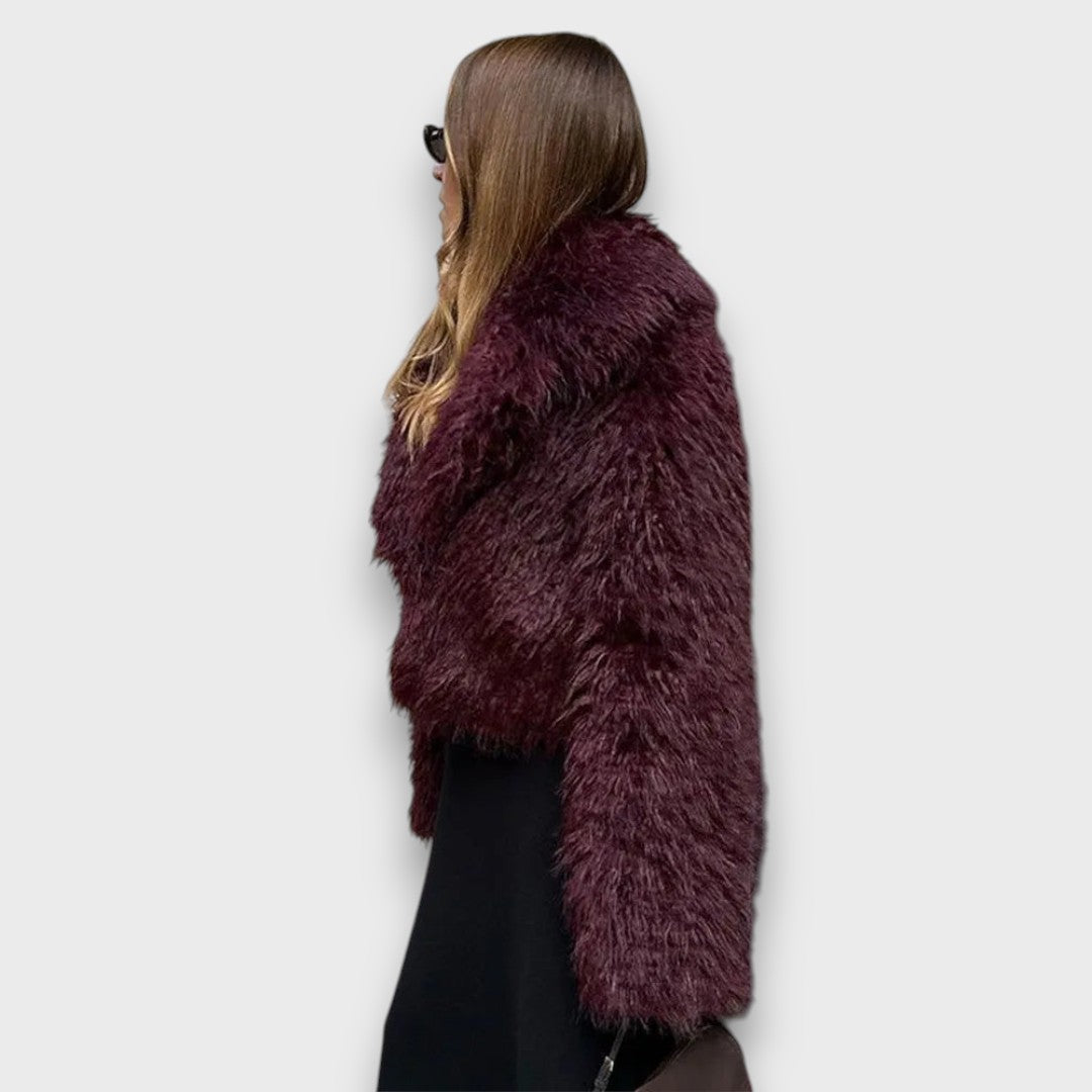 Mile – Luxury Faux Fur Coat in Deep Bordeaux