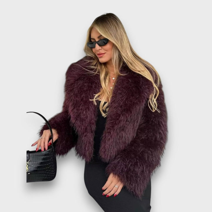 Mile – Luxury Faux Fur Coat in Deep Bordeaux