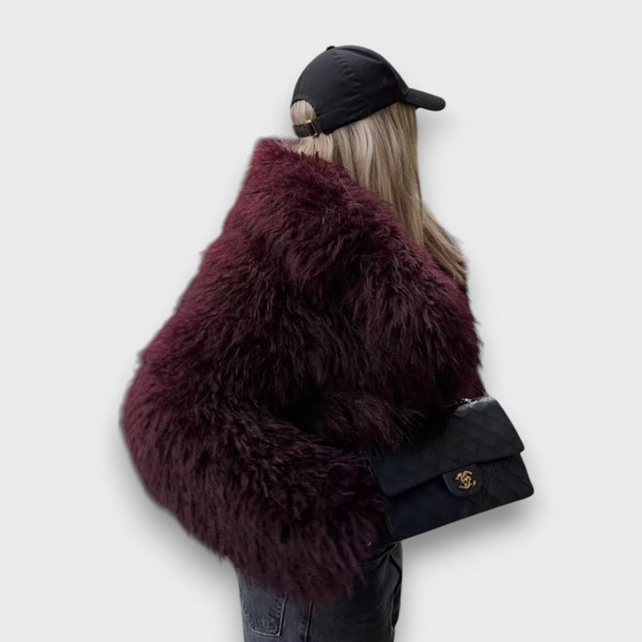 Mile – Luxury Faux Fur Coat in Deep Bordeaux