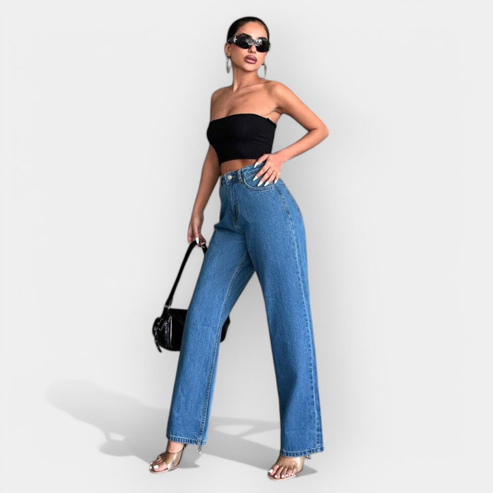 High Waist Jeans with Comfortable Wide Fit