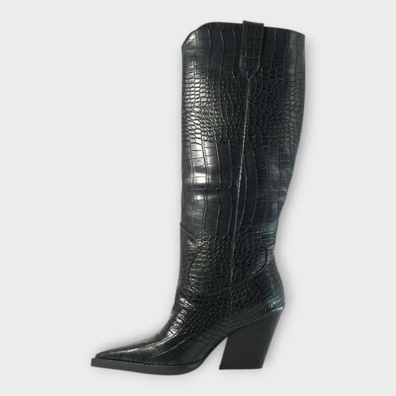 Boots with Crocodile Pattern and Elegant Heel