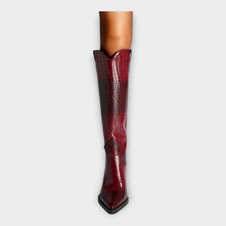 Boots with Crocodile Pattern and Elegant Heel