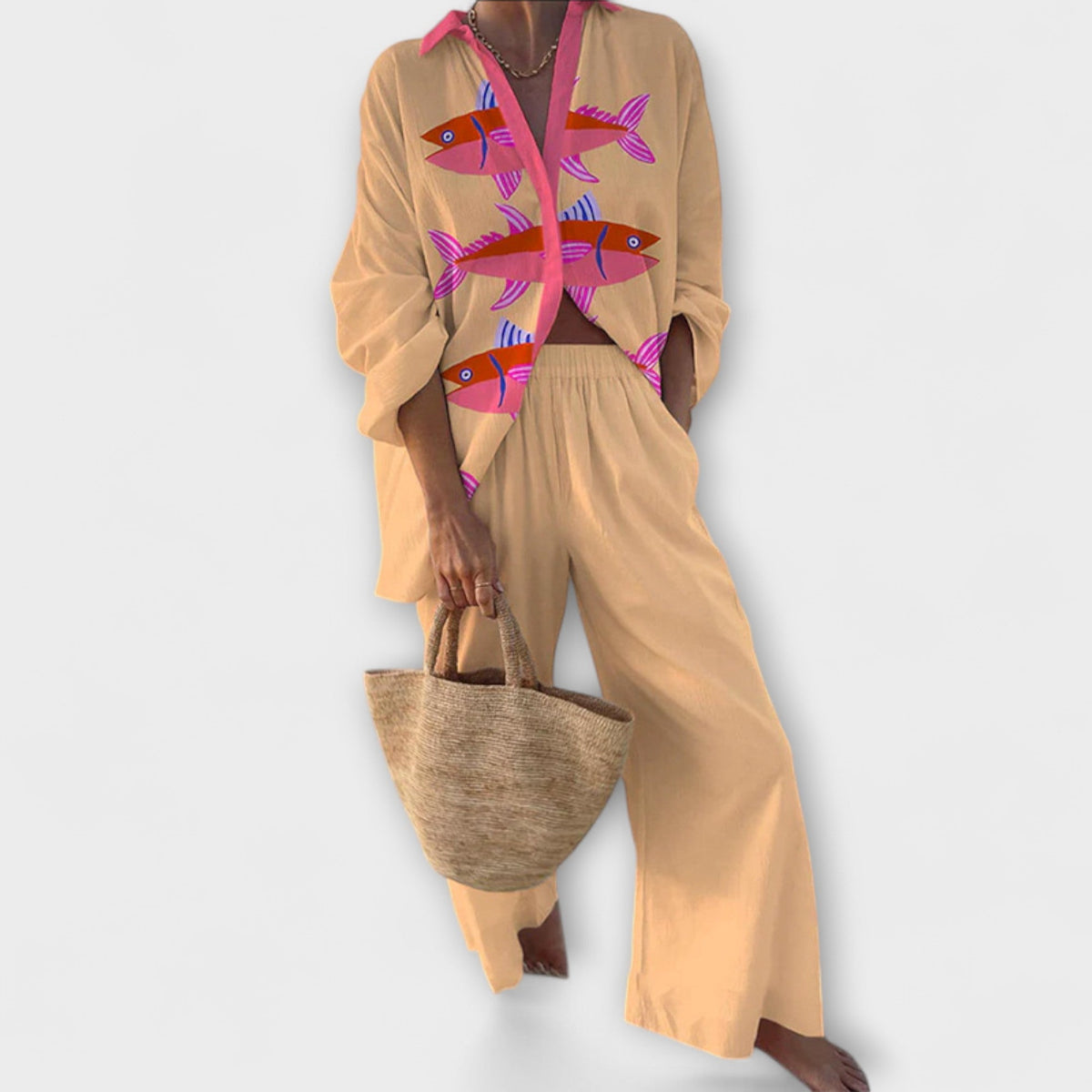 Evalisse – Linen Set with Fish Pattern