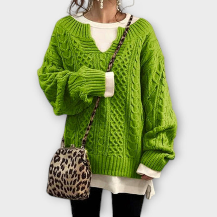 Oversized Sweater with Cable Knit Pattern