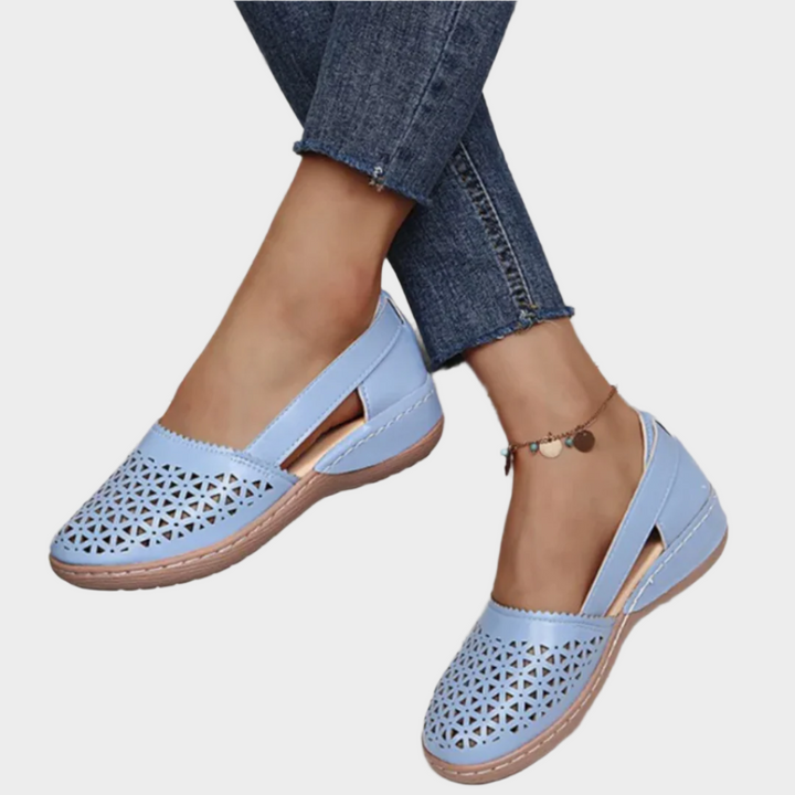 Anatomical Synthetic Ballerinas with Cutouts and Strap