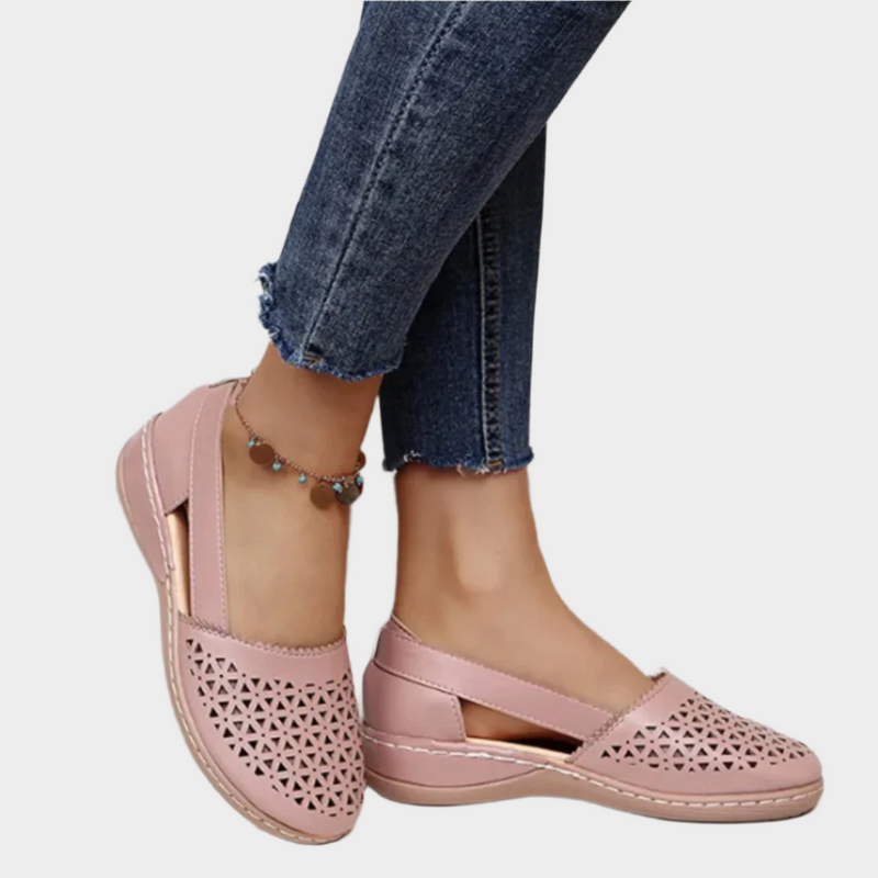 Anatomical Synthetic Ballerinas with Cutouts and Strap