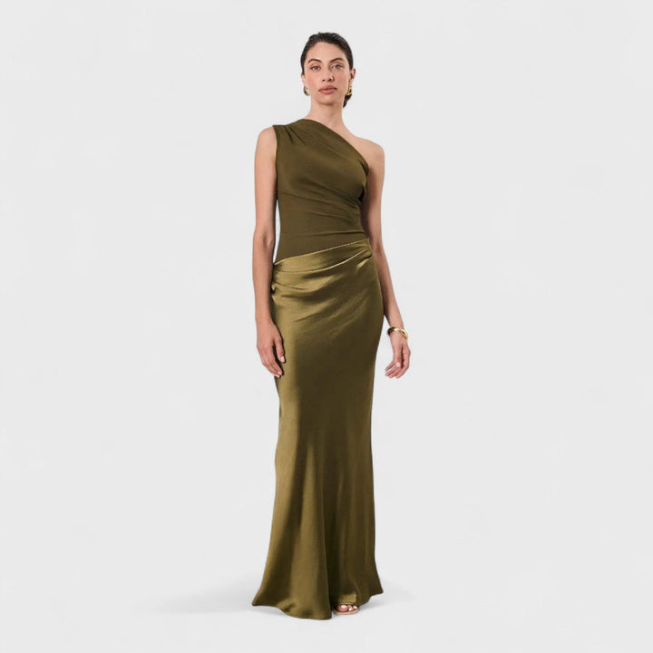 Amber - One-shoulder satin long dress