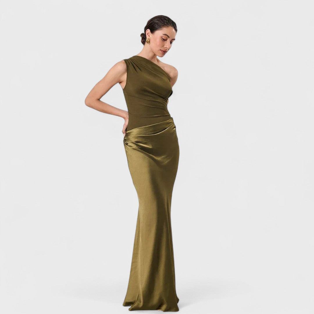 Amber - One-shoulder satin long dress