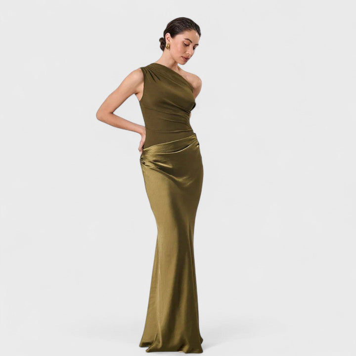 Amber - One-shoulder satin long dress
