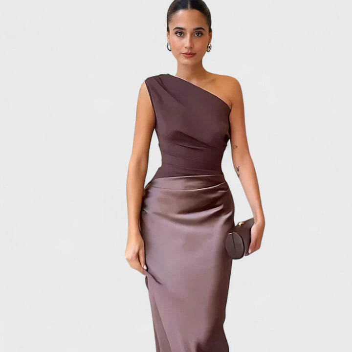 Amber - One-shoulder satin long dress