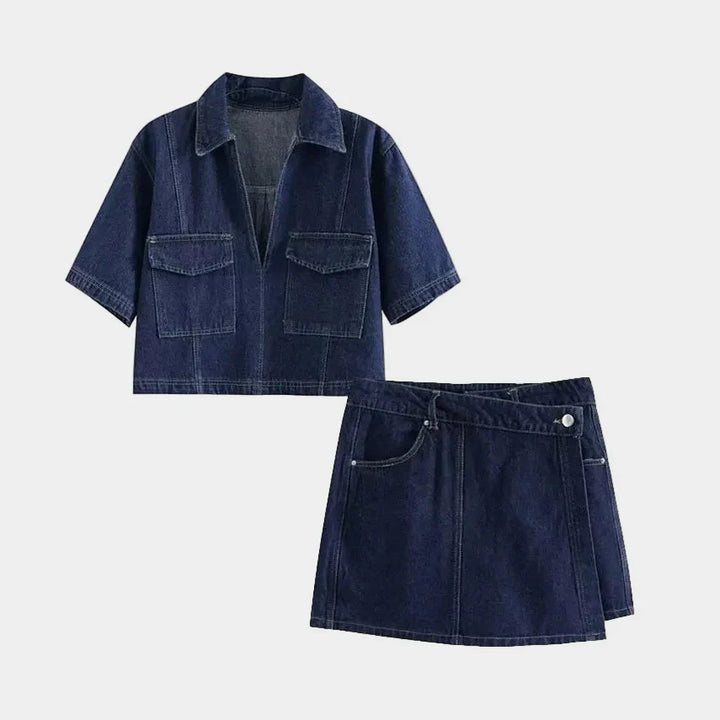 Jeans Set with V-Neck