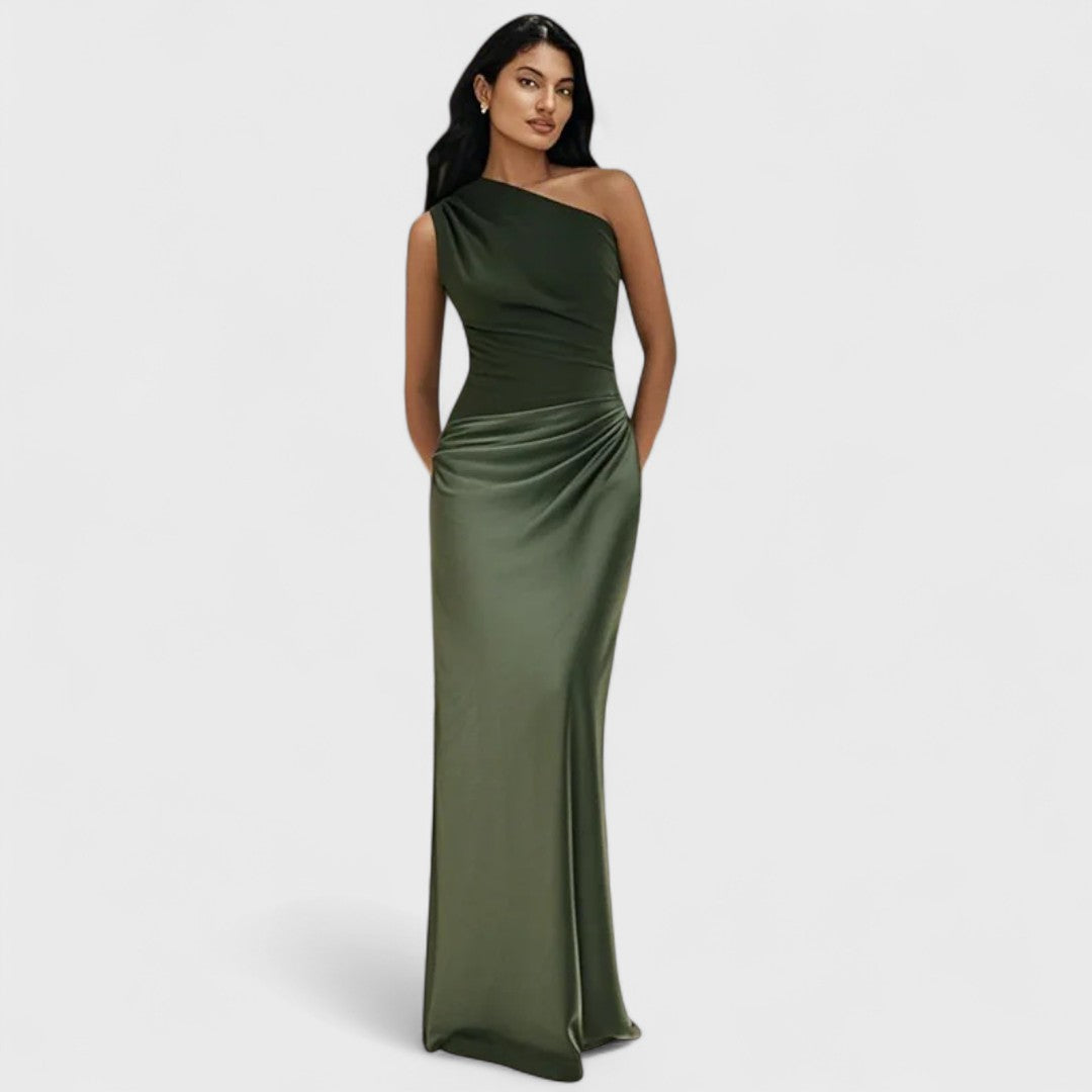 Amber - One-shoulder satin long dress