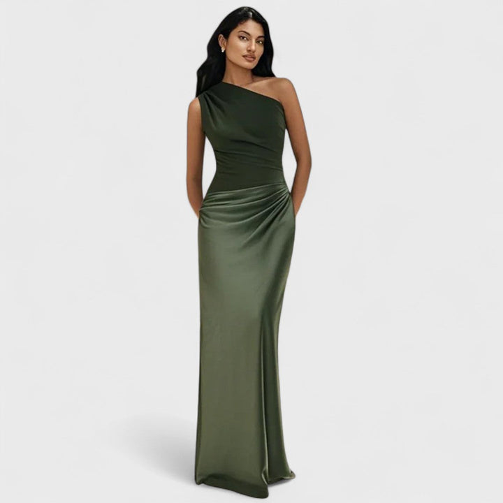 Amber - One-shoulder satin long dress