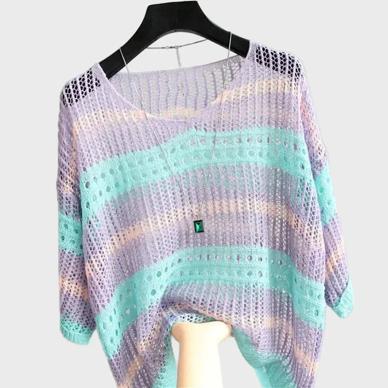 Lightweight knitted top with openings