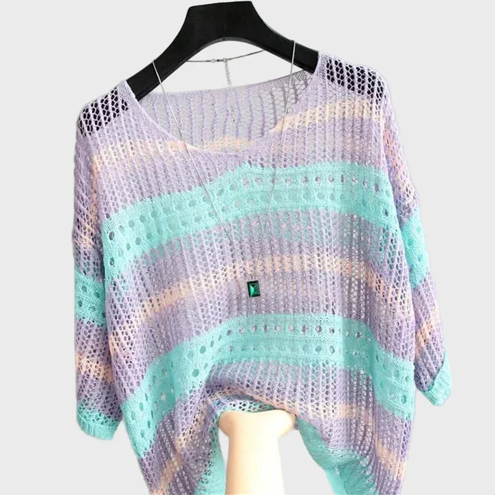 Lightweight knitted top with openings