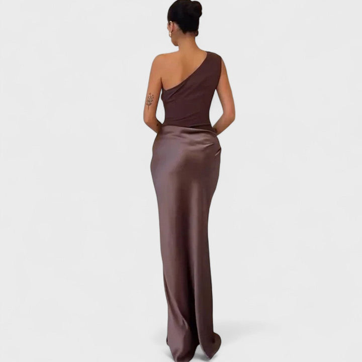 Amber - One-shoulder satin long dress
