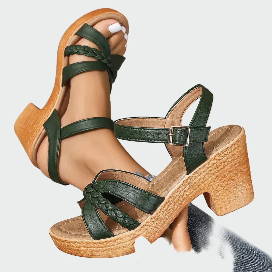 High sandals with laces