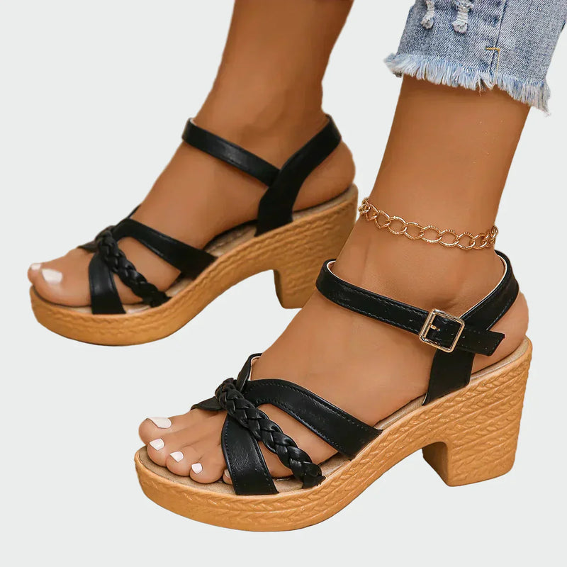 High sandals with laces