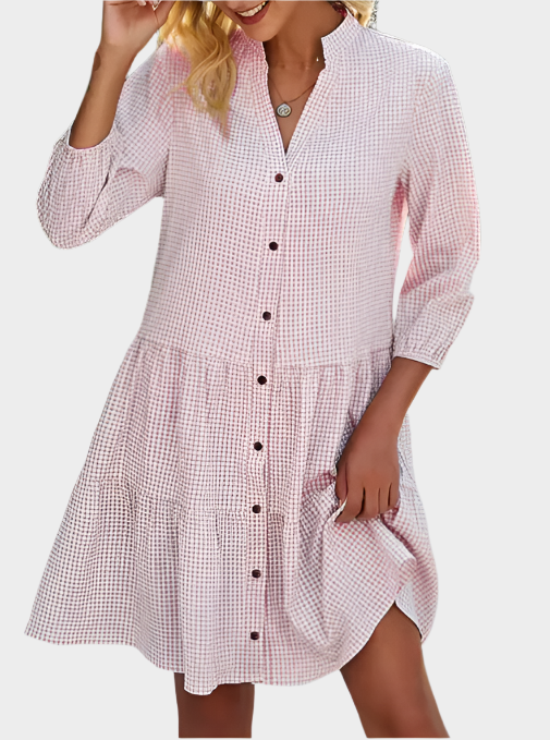 Let and Flattering Checked Summer Dress