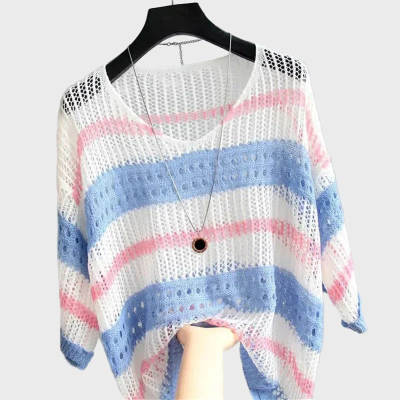 Lightweight knitted top with openings