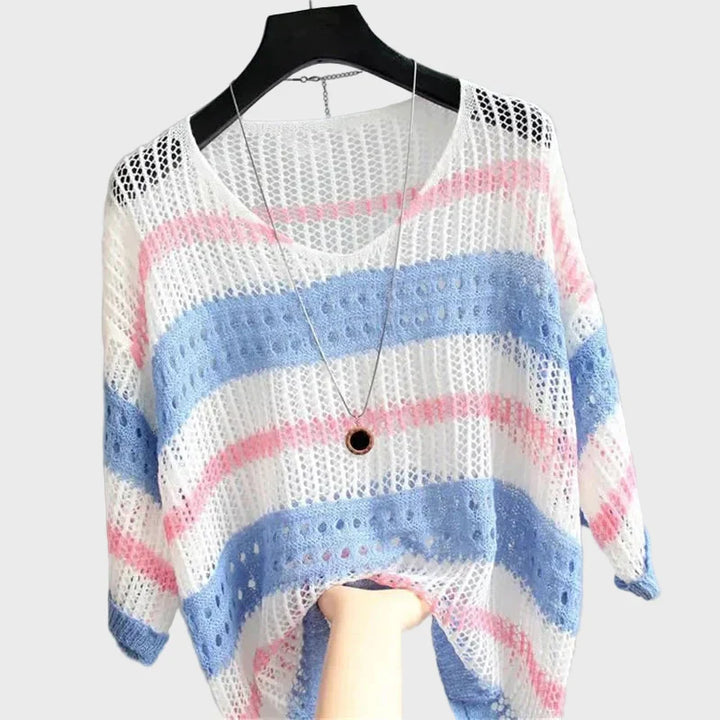 Lightweight knitted top with openings