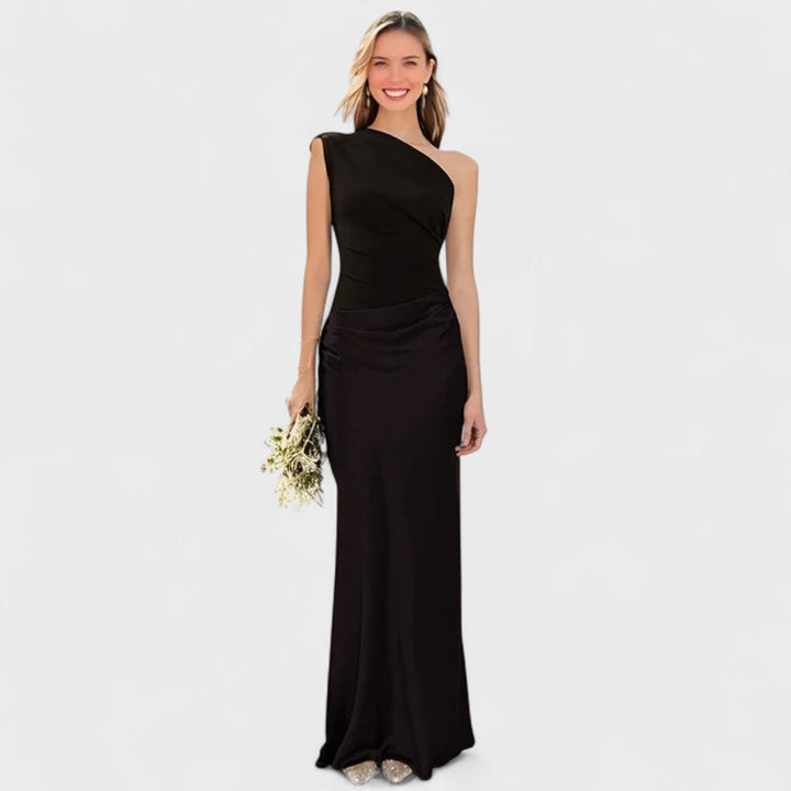Amber - One-shoulder satin long dress