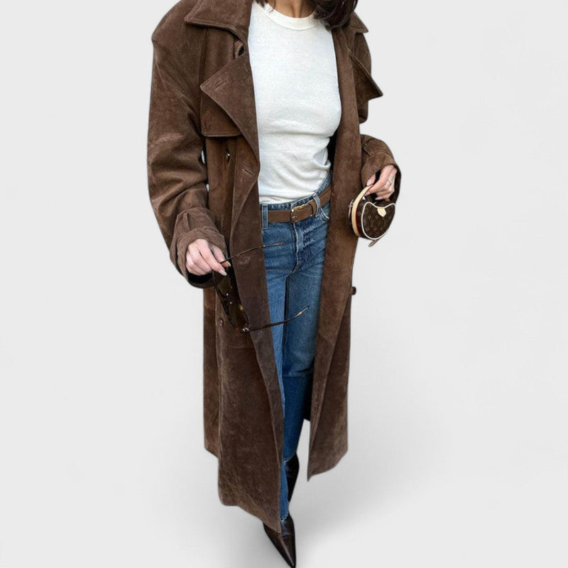 Veronika - Elegant trench coat with high collar