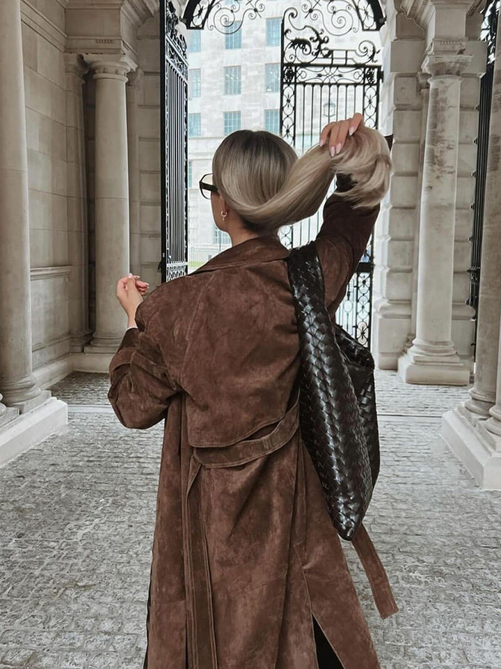 Molly trench coat in synthetic suede