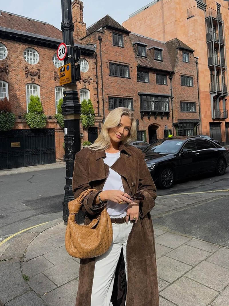 Molly trench coat in synthetic suede