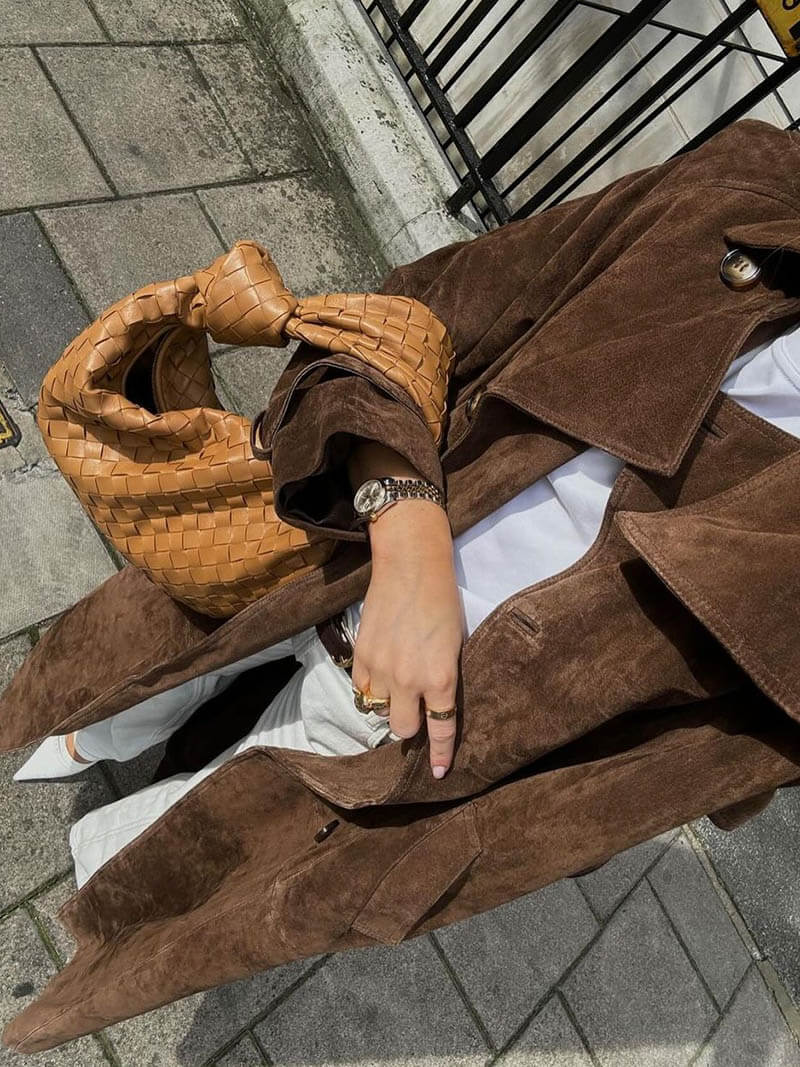 Molly trench coat in synthetic suede