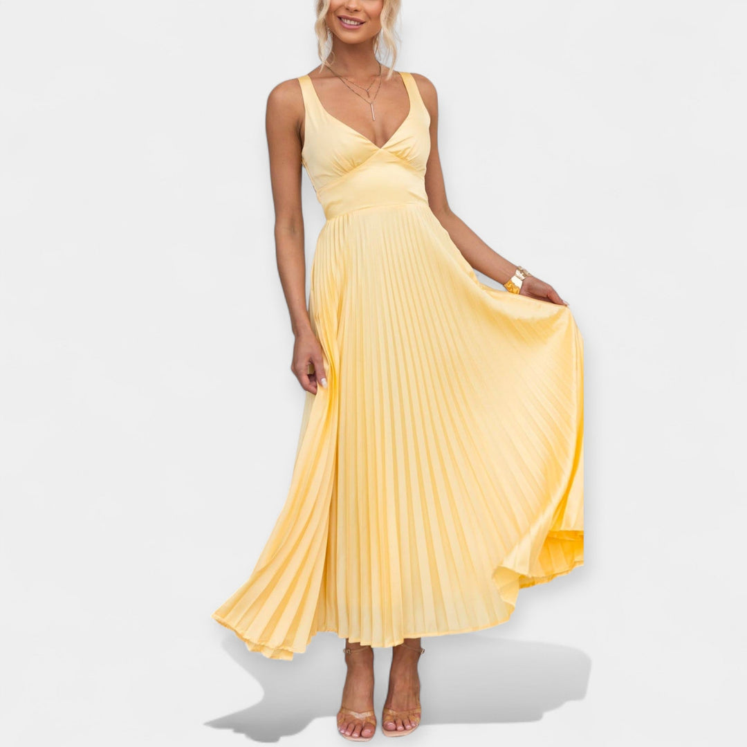 Yellow Plissé Maxi Dress
