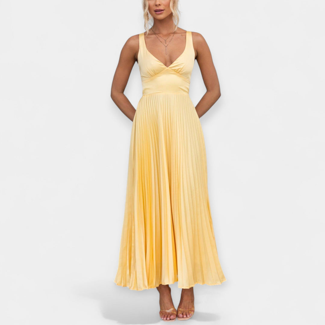 Yellow Plissé Maxi Dress
