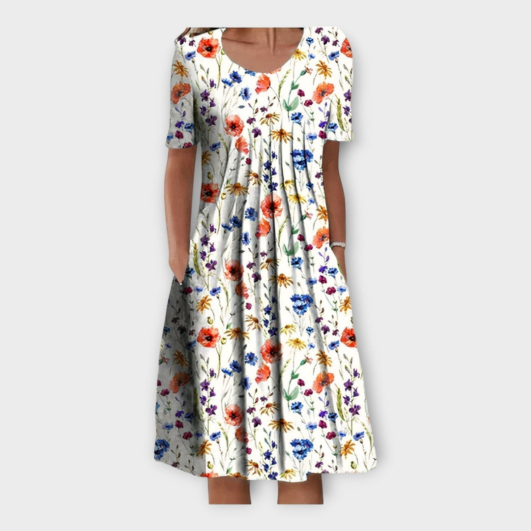 Floral Dress with Short Sleeves