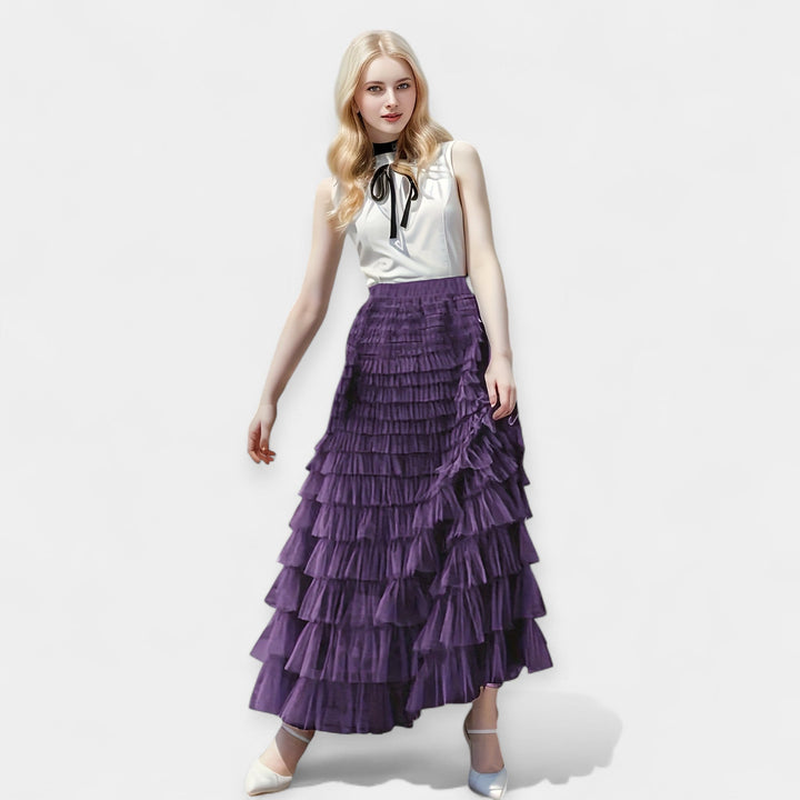 Elegant Skirt with Tulle Decorative Detail