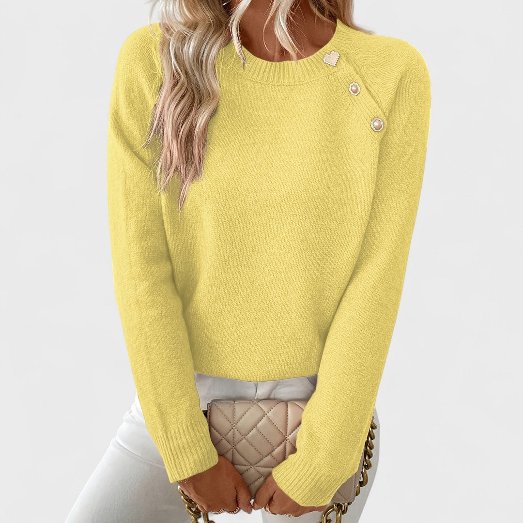 Roxanne - Elegant Women's Asymmetrical Sweater with One Shoulder and Buttons
