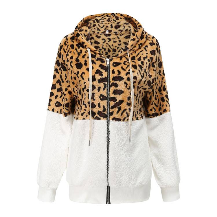 Lea - Fleece Sweatshirt with Leopard Design