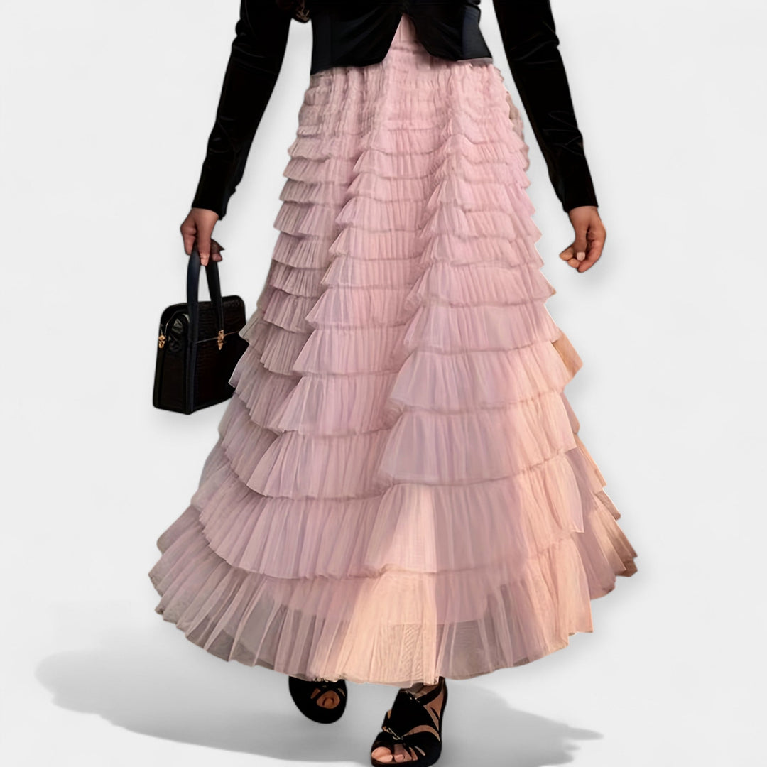 Elegant Skirt with Tulle Decorative Detail
