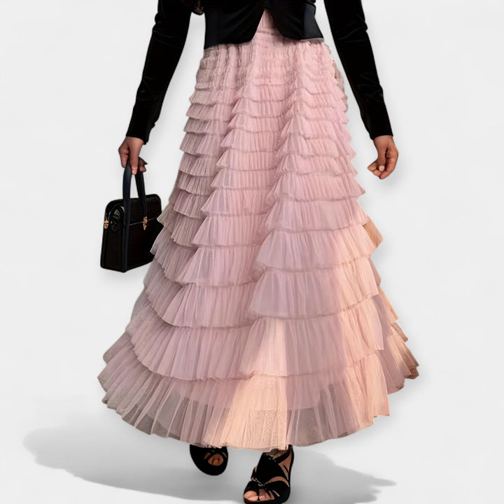 Elegant Skirt with Tulle Decorative Detail