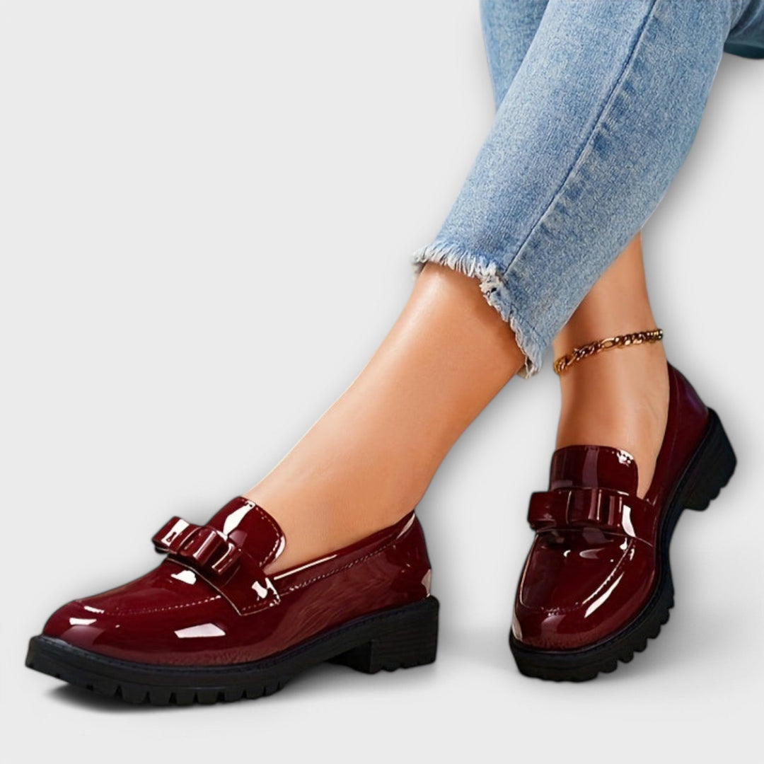 Give Style Leather Moccasins with Bow