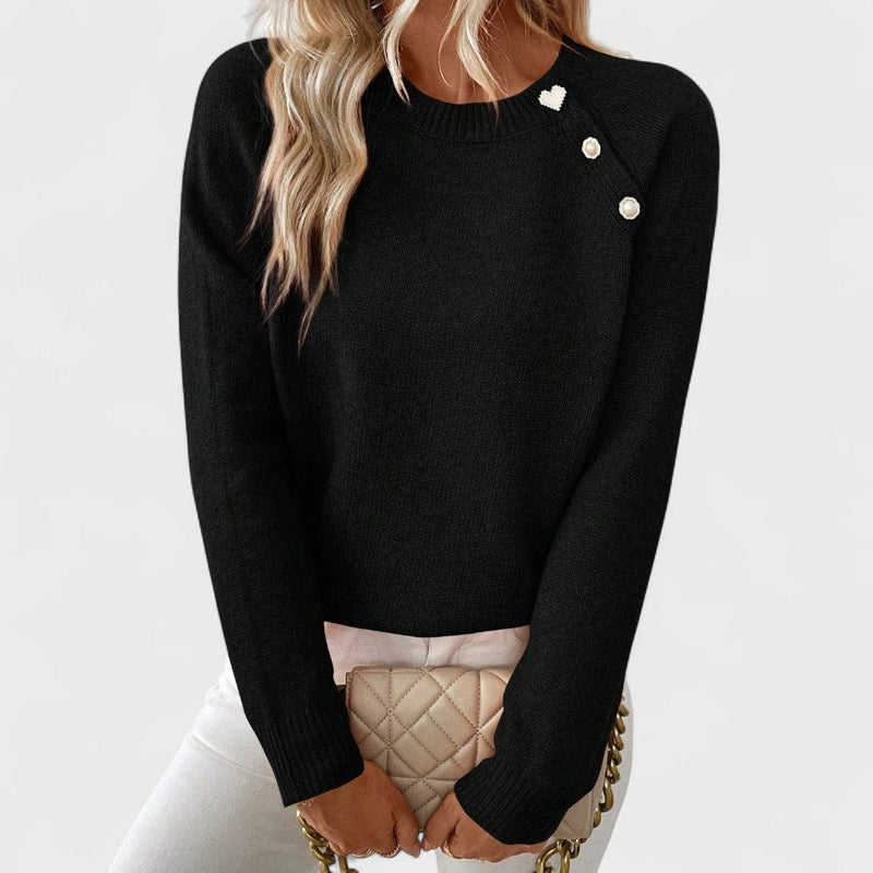Roxanne - Elegant Women's Asymmetrical Sweater with One Shoulder and Buttons