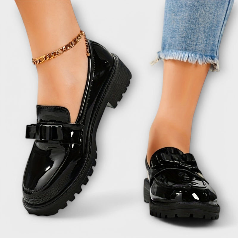 Give Style Leather Moccasins with Bow