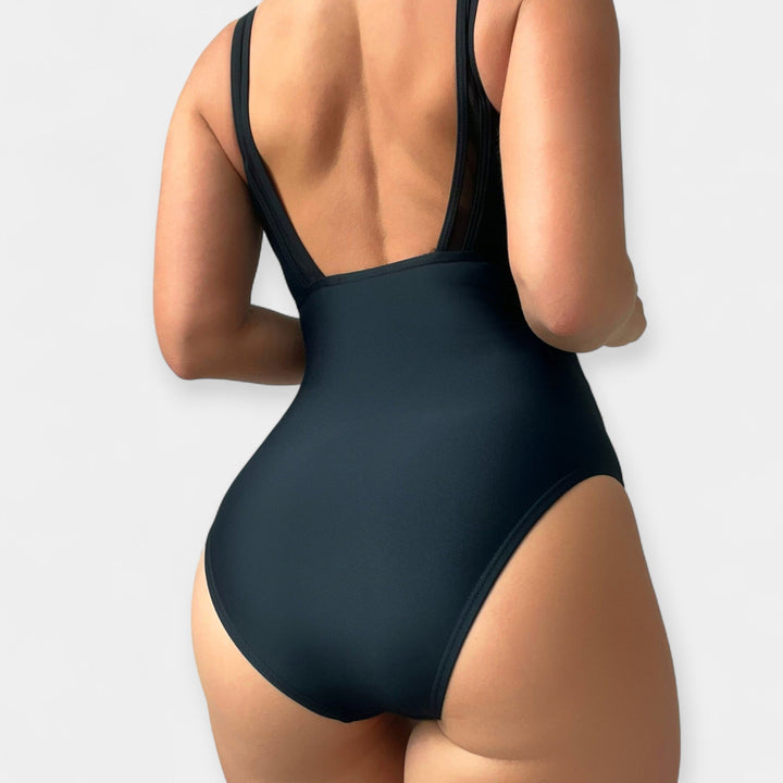 One-Piece Swimsuit with Transparent Details