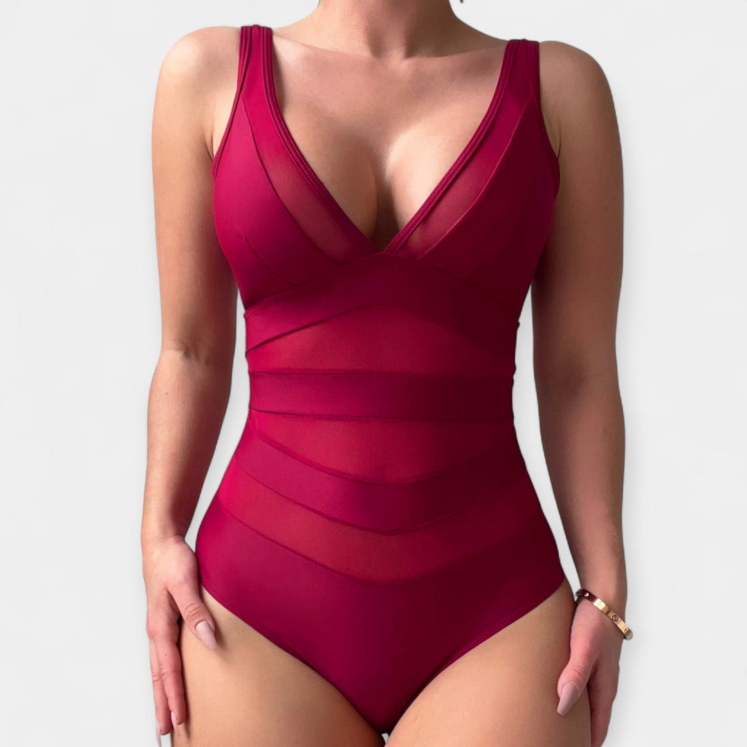 One-Piece Swimsuit with Transparent Details