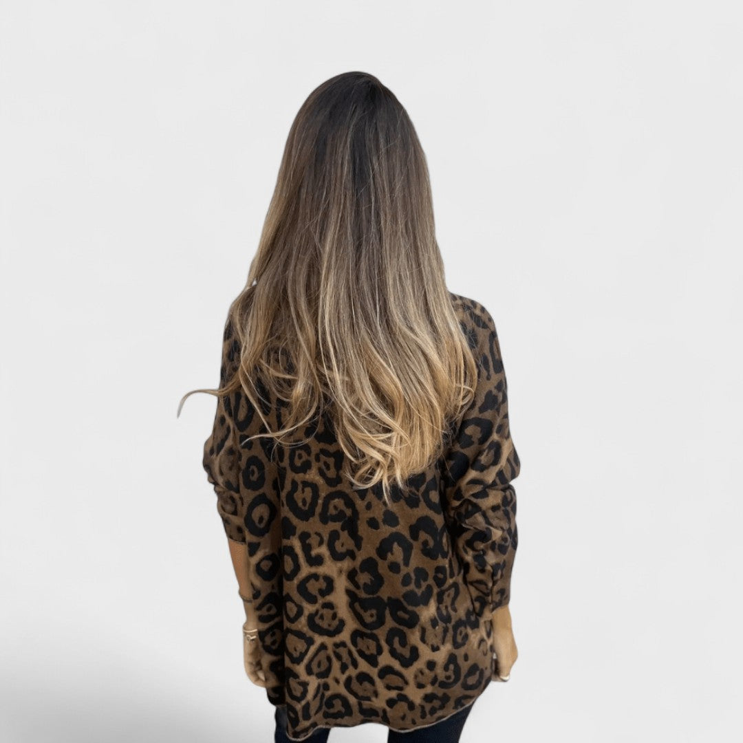 Elvéra - Women's Casual Top with Leopard Print