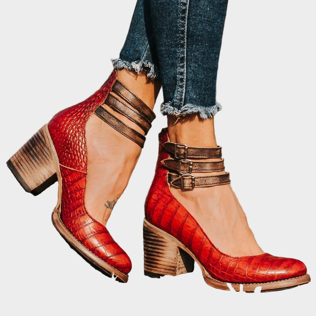 Shoes with Multiple Straps and Thick Heel