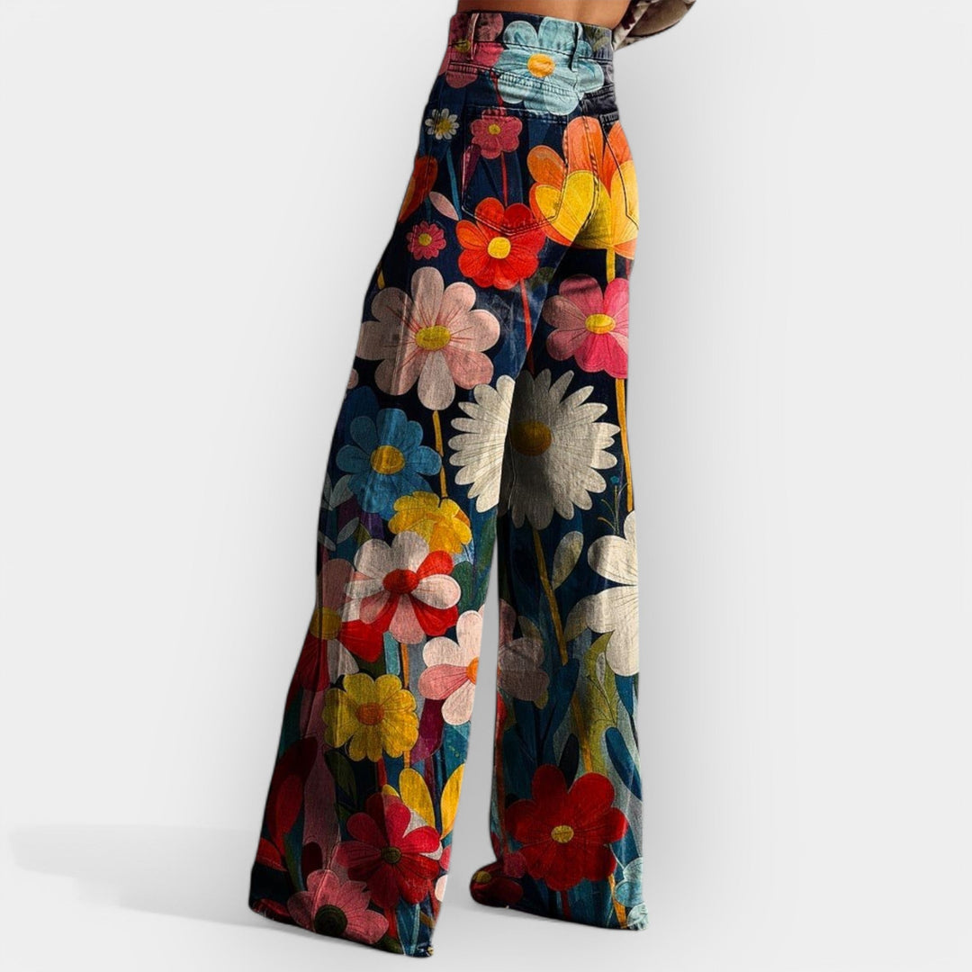 Flower Pants with Wide Leg