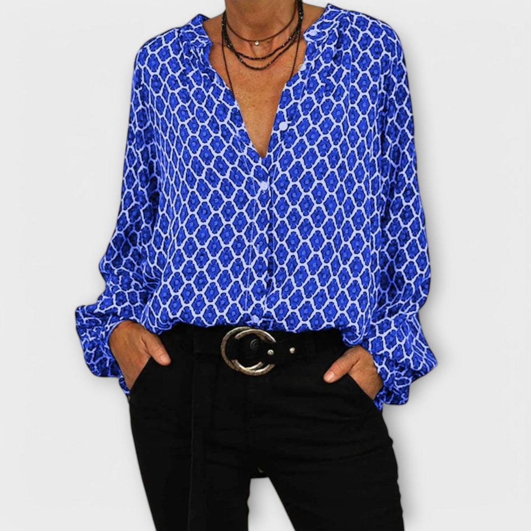 Zara - Fashionable Blouse with V-Neck and Long Sleeves