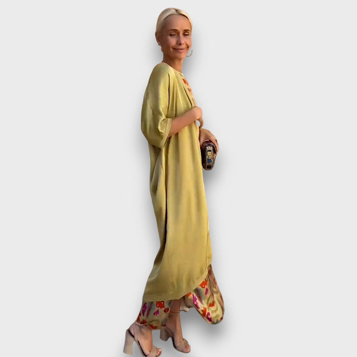 Long Dress with Floral Design & Light Jacket
