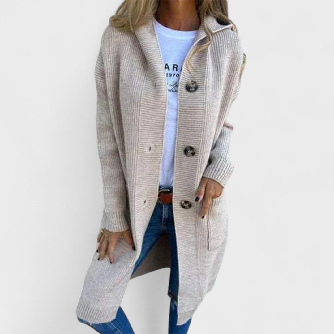 Adriana - Long Jacket with Hood and Buttons