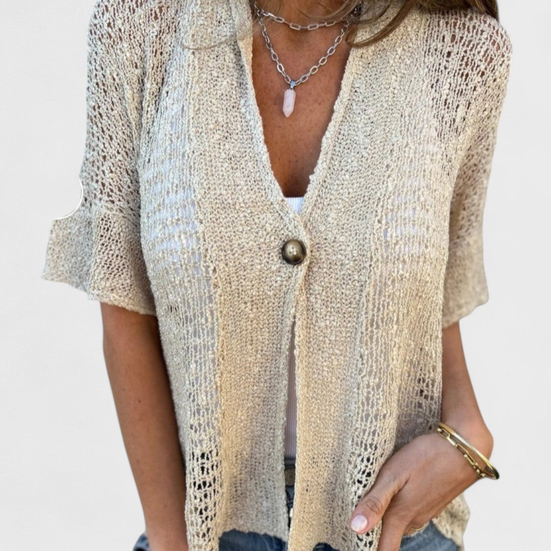 Varrea - Women's Solid Color Sweater with One Button